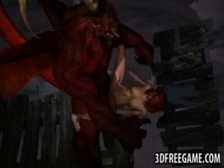 सेक्सी 3 डी रेड इंडियन एक पंखों वाला राक्षस द्वारा कठिन गड़बड़ हो जाता है