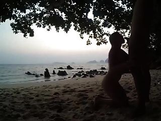 समुद्र तट पर डिक चूसने